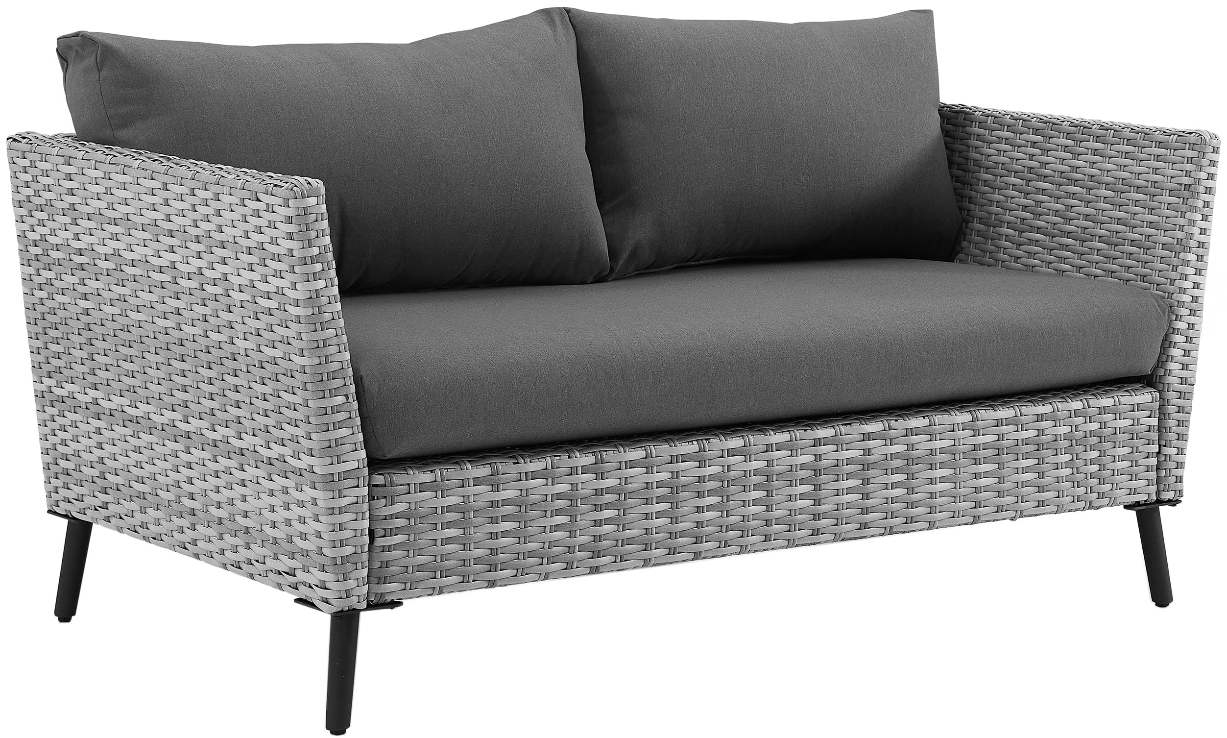 Crosley Richland 2-Piece Wicker Patio Set - Gray Outdoor Coffee Table & Loveseat for Porch, Garden, or Backyard Relaxation | Weather-Resistant Wicker Furniture