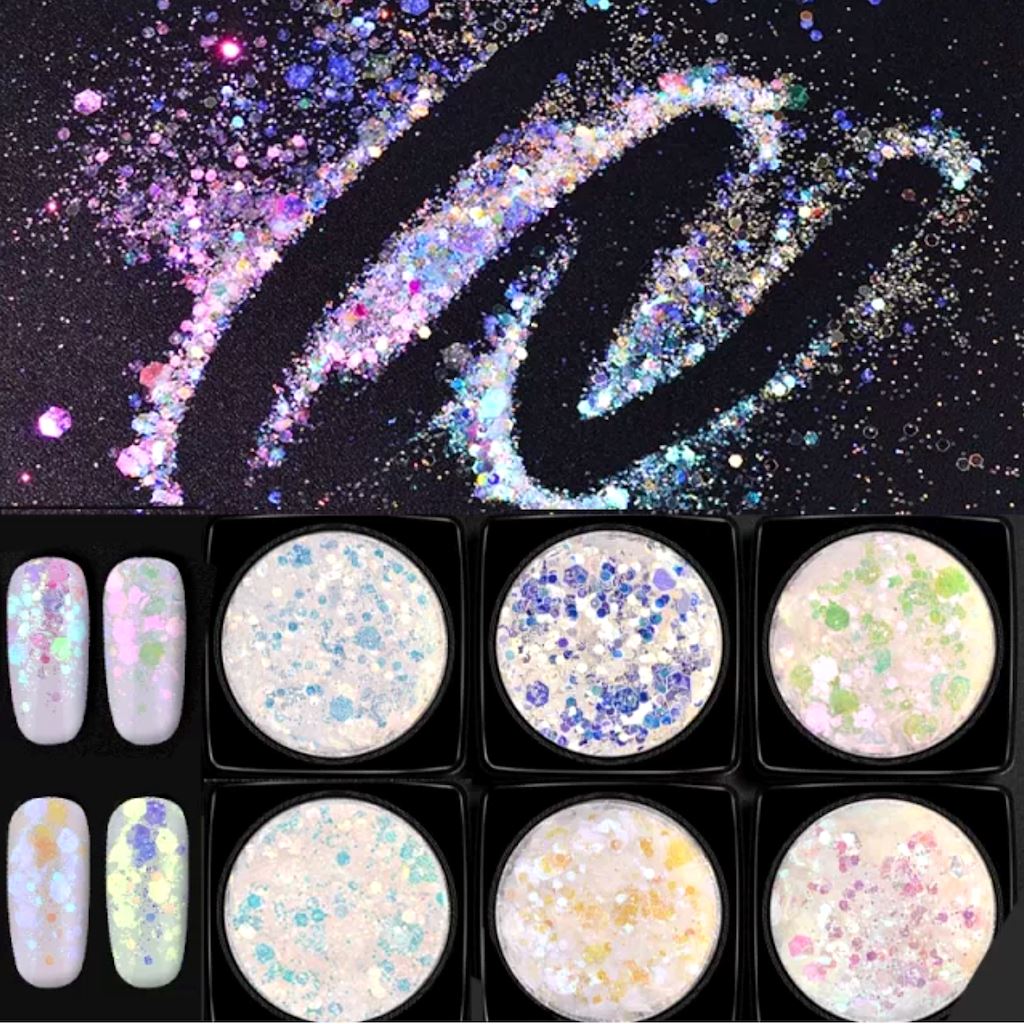 Holographic Mermaid Nail Glitter Flakes - Premium Nail Art Decorations for Manicures, Pedicures & DIY Nail Designs - Perfect for Parties, Salons & Special Occasions