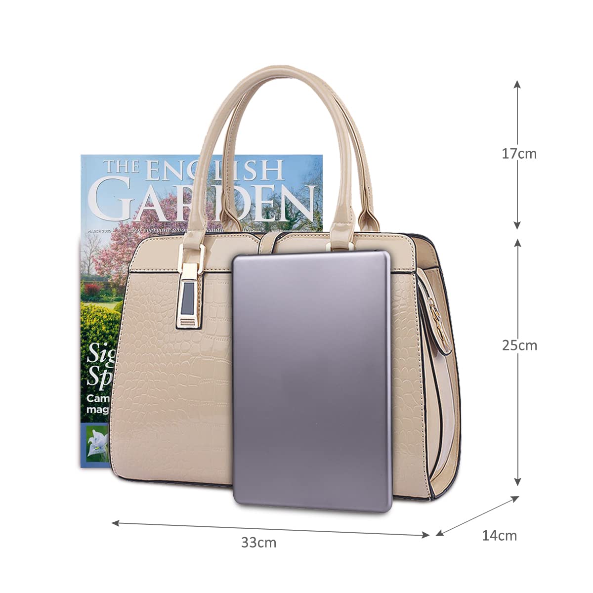 Nicole&Doris Women's Fashion PU Leather Shoulder Bag - Stylish Crossbody Messenger Purse with Zipper, Tote Handbag for Daily Use, Work & Travel (Khaki)