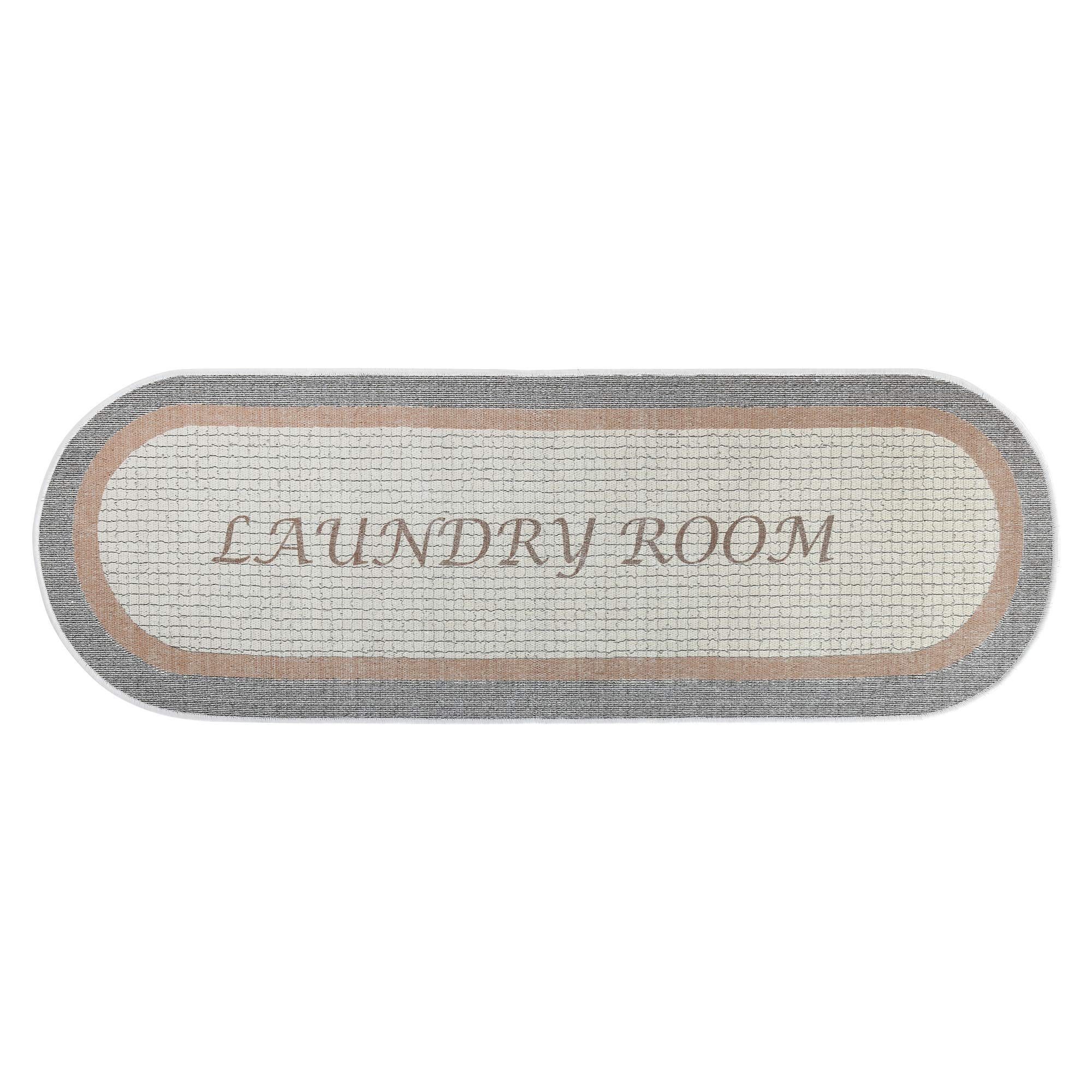 **SUSSEXHOME Non-Slip Washable Laundry Room Rug – Ultra Thin Low Pile Bathroom Runner, Machine Washable Printed Washroom Rug – 20x59 Inches – Perfect for Laundry Room, Bathroom, and Kitchen Decor**