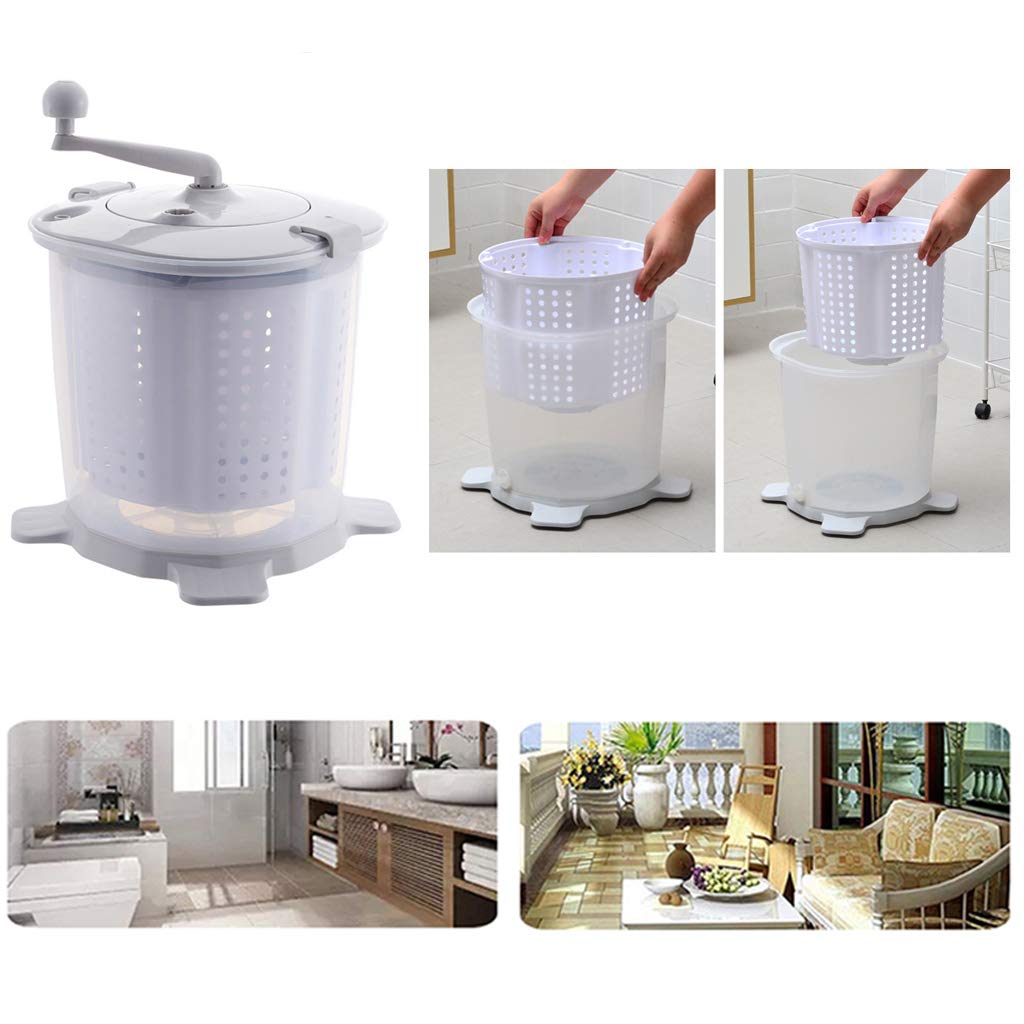 Portable Eco-Friendly Mini Washing Machine | Hand Crank Manual Non-Electric Washer & Spin Dryer for Clothes | Compact & Easy to Use | Perfect for RV Travel, Camping, Apartments & Small Spaces