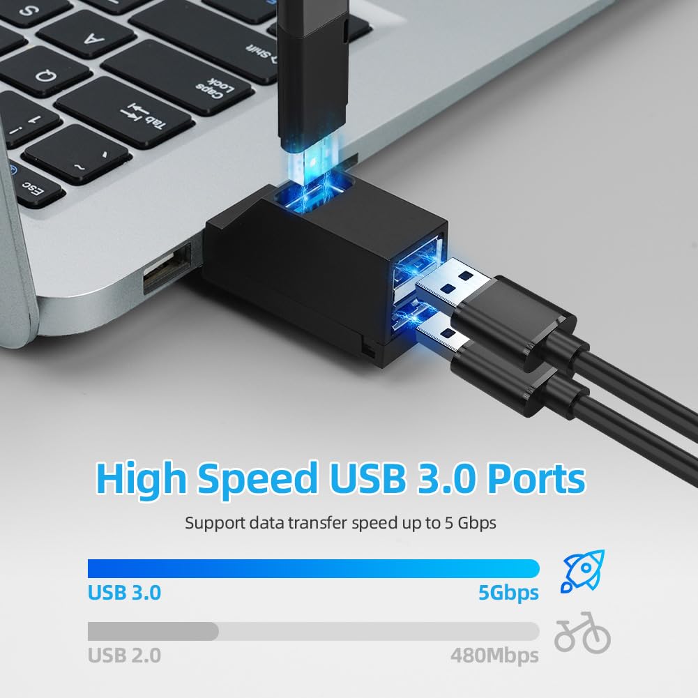 AXFEE 4-Port USB 3.0 Hub with 1x USB 3.0 & 2x USB 2.0 Ports - High-Speed Data Transfer for Laptop, Flash Drives, External HDD - Compact & Portable USB Splitter for Home Office, Gaming & Travel Accessories