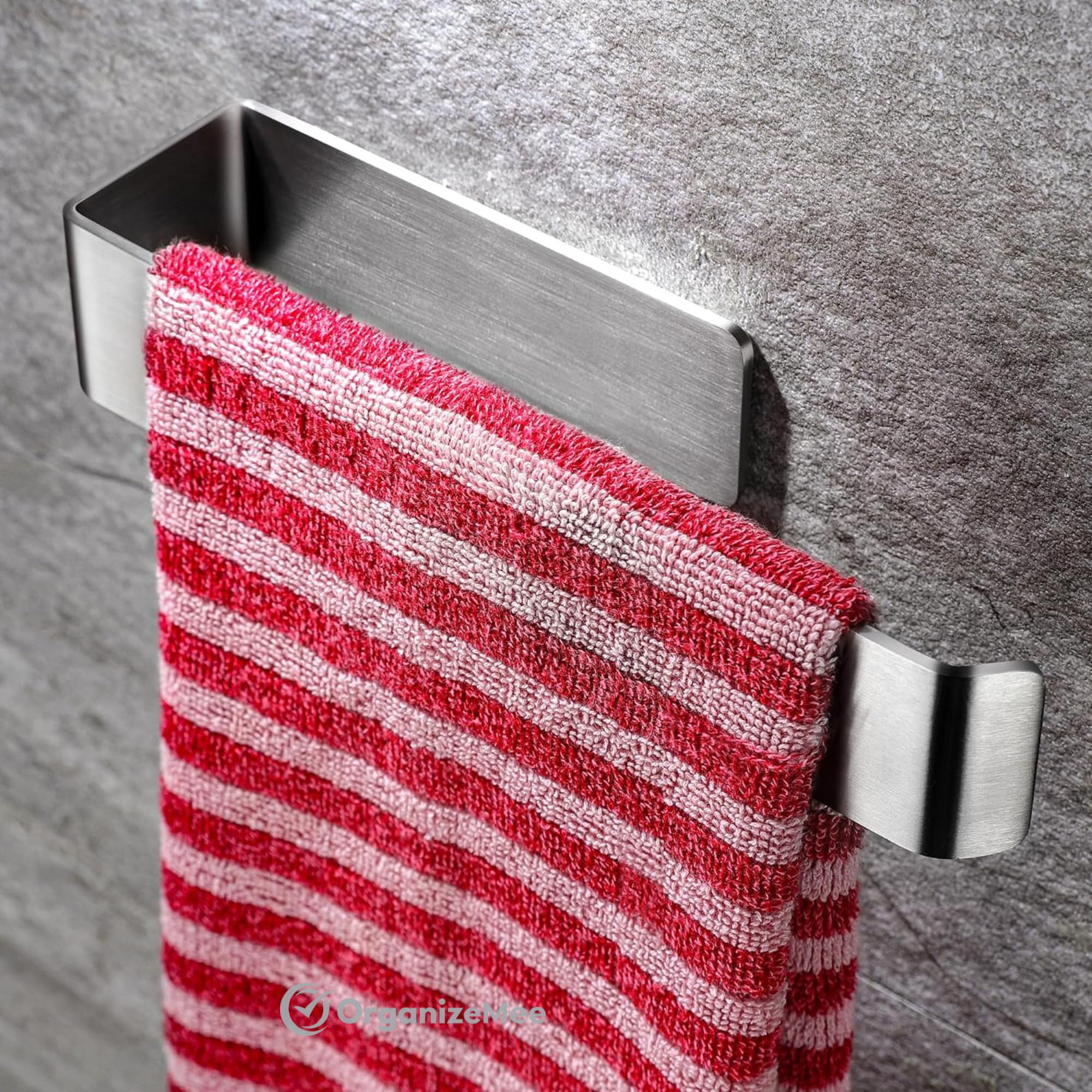 Stainless Steel Self-Adhesive Napkin & Towel Holder - No Drill Bathroom & Kitchen Organizer for Washbasin, Sink, Countertop - Perfect for Hand Towels, Kitchen Napkins, Cloth Hangers - Ideal for Bathroom, Kitchen & Laundry Room Organization
