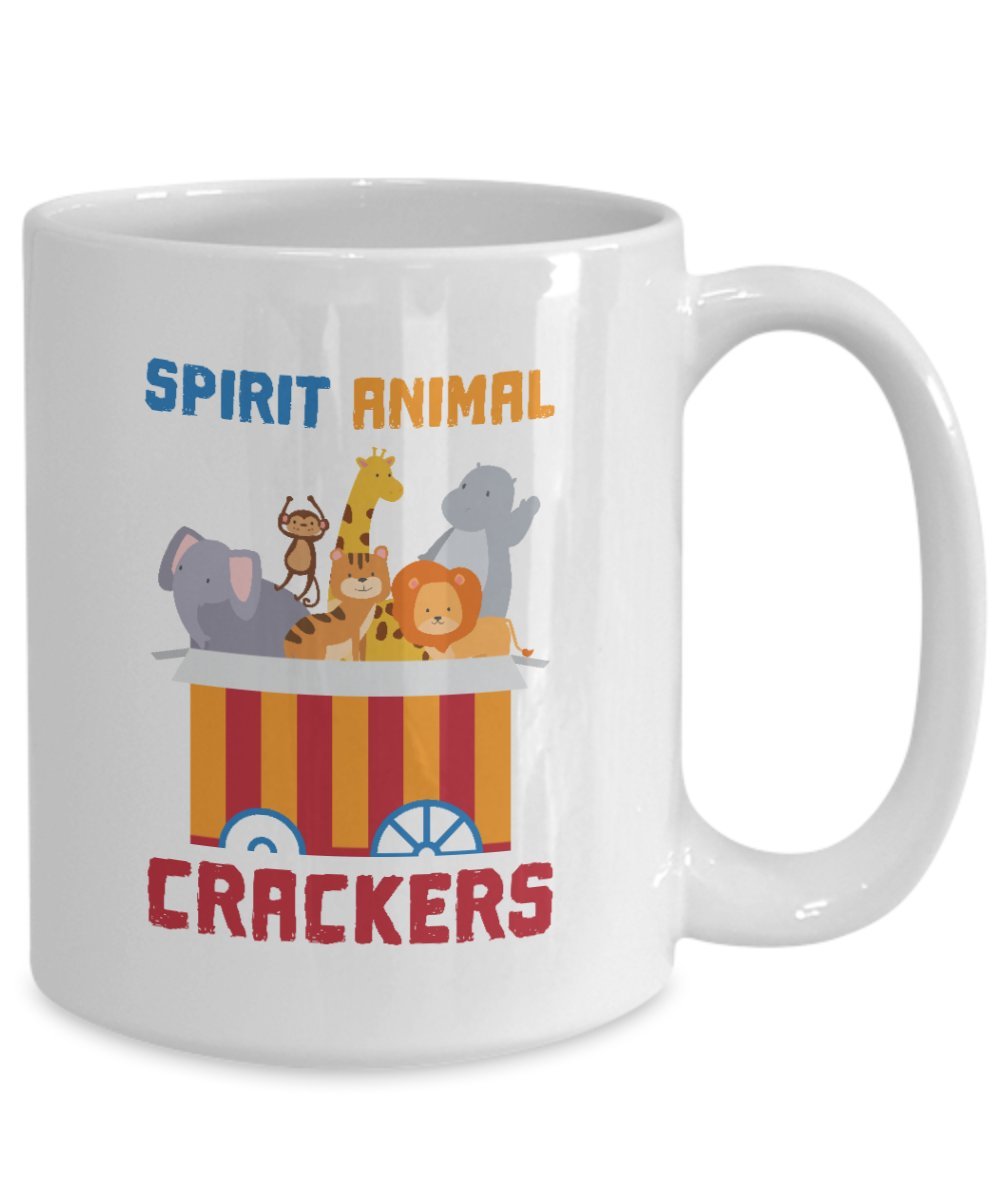 Spirit Animal Crackers Coffee Mug - Funny & Unique Ceramic Cup for Coffee, Tea, or Hot Chocolate - Perfect Gift for Animal Lovers, Office Use, or Home Decor