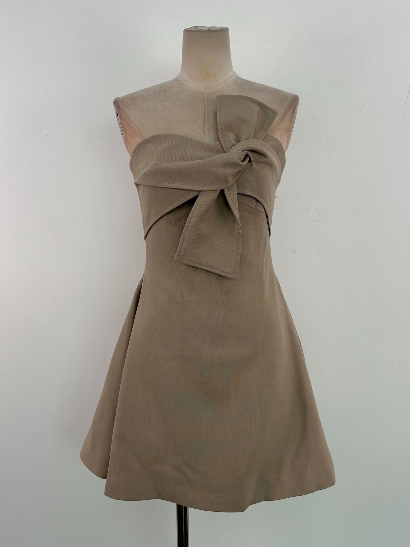 Alberta Bowknot Strapless Mini Dress in Camel - Sexy Bodycon Party Dress for Night Out, Date Night & Special Occasions
