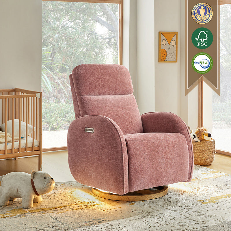 Electric Swivel Nursery Glider Chair - Comfortable Rocking Recliner for Breastfeeding, Baby Shower & Nursery Room (Gray) - Perfect for Nursing, Reading & Relaxing with Your Newborn