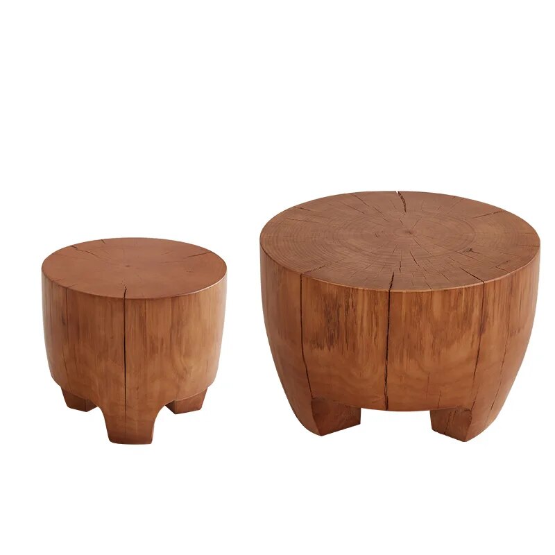 Rustic Tree Trunk Solid Wood Coffee Table - Natural Round Log Side Table for Living Room, Cabin & Outdoor Patio Furniture