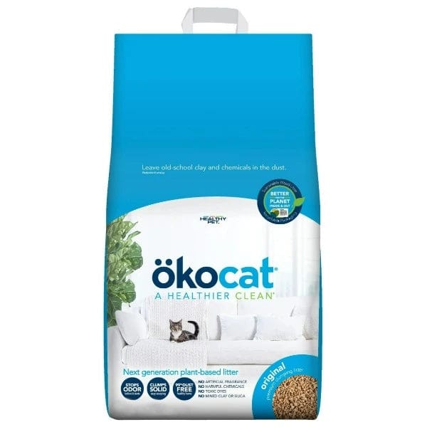ökocat Original Premium Clumping Wood Cat Litter - 12.6lb Natural & Eco-Friendly | Low Dust, High Absorbency for Odor Control | Perfect for Multi-Cat Homes & Small Spaces