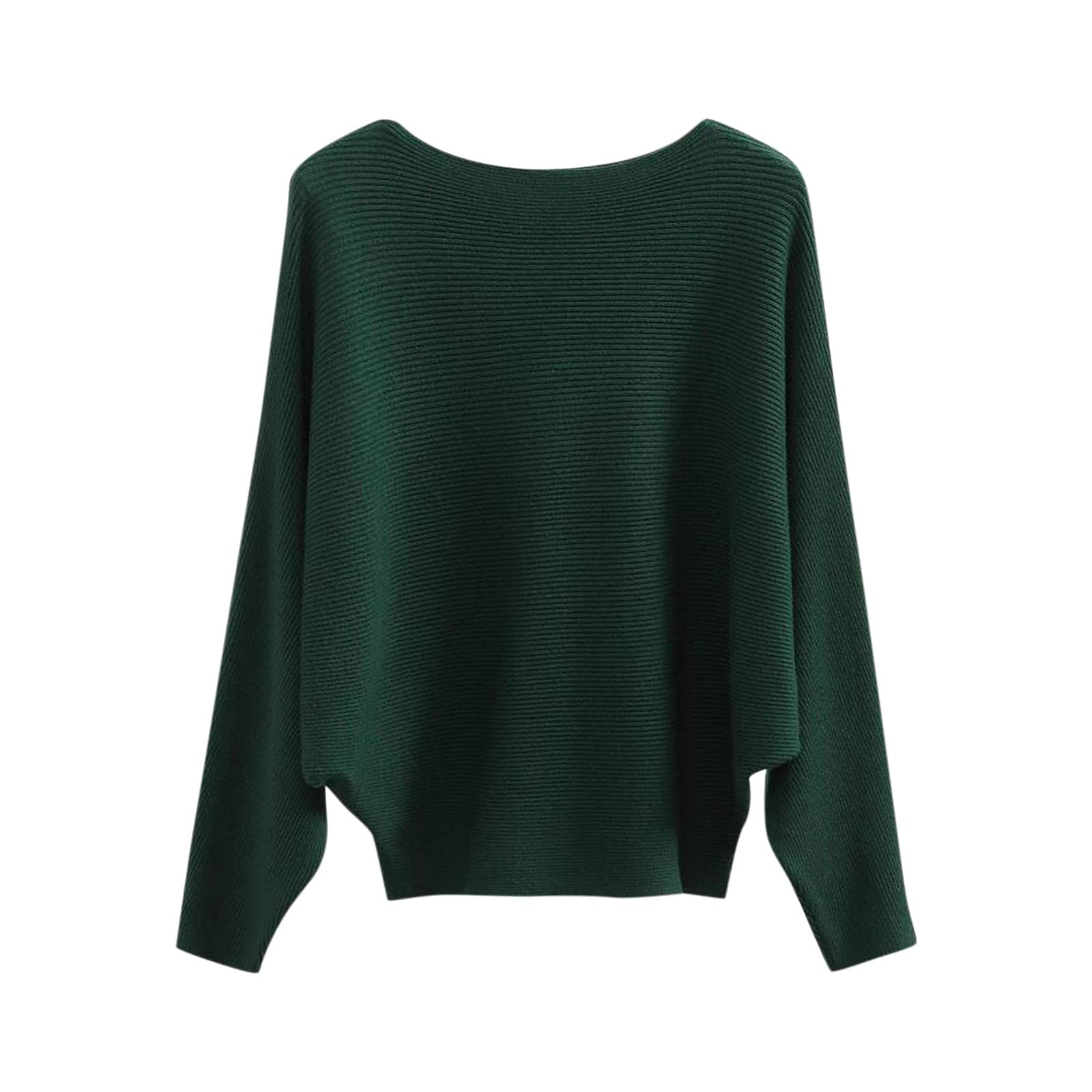 Women's Boat Neck Batwing Sleeves Knitted Sweater - Soft Dolman Pullover Top (One Size) - Perfect for Casual Outfits, Office Wear & Fall Layering