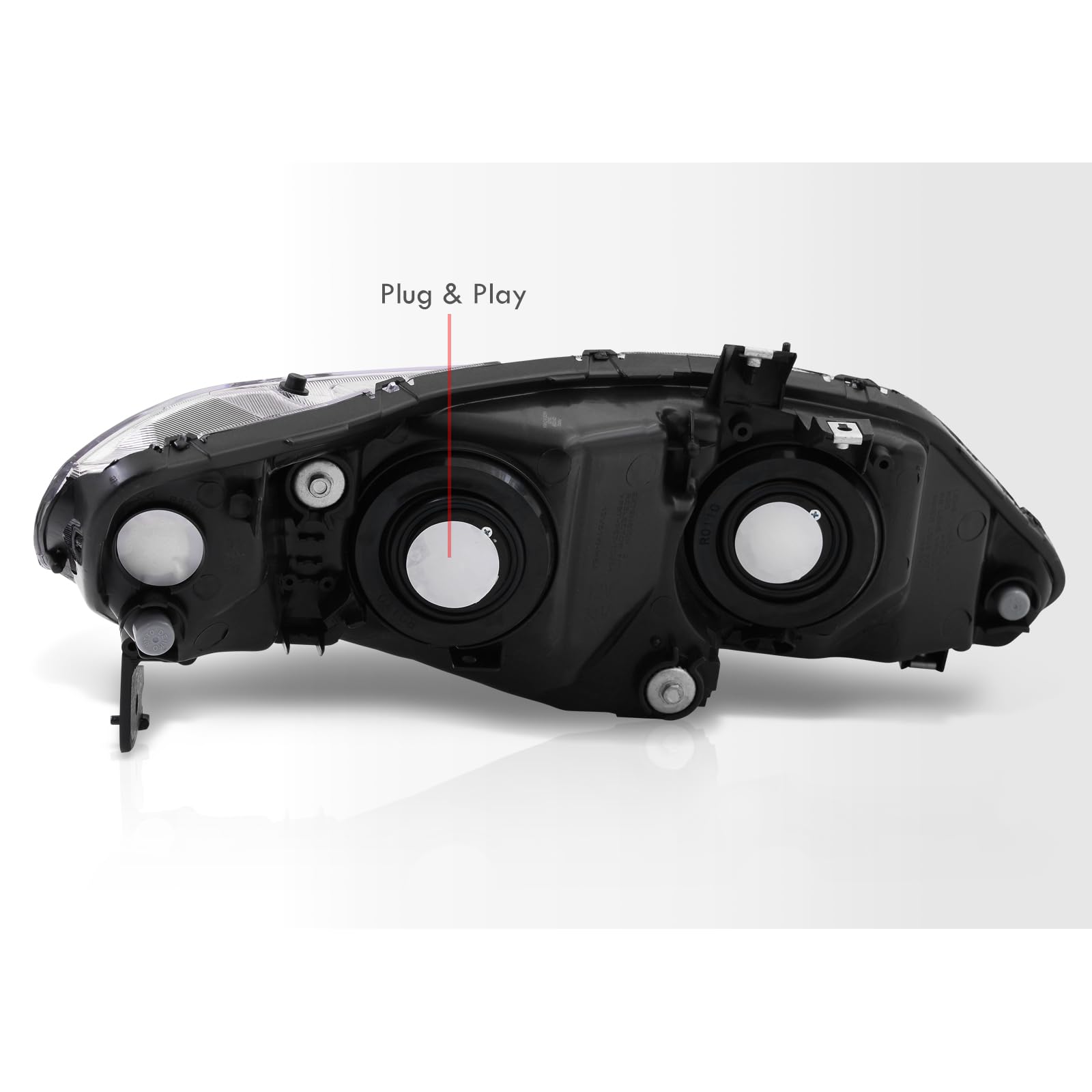 Black Clear Lens Headlights for Civic Sedan 2006-2011 - Bumper Lamps Assembly Pair - Night Driving Upgrade