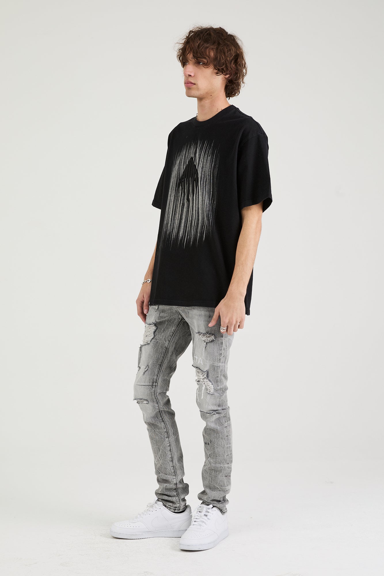 Colin Oversized Short Sleeve T-Shirt - Black Monogram Print | Casual Streetwear & Summer Essential for Men
