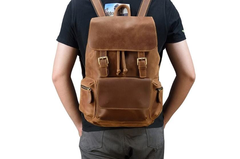 Genuine Leather Backpack for Women & Men - Durable Rucksack Purse for Travel, Work & Daily Use