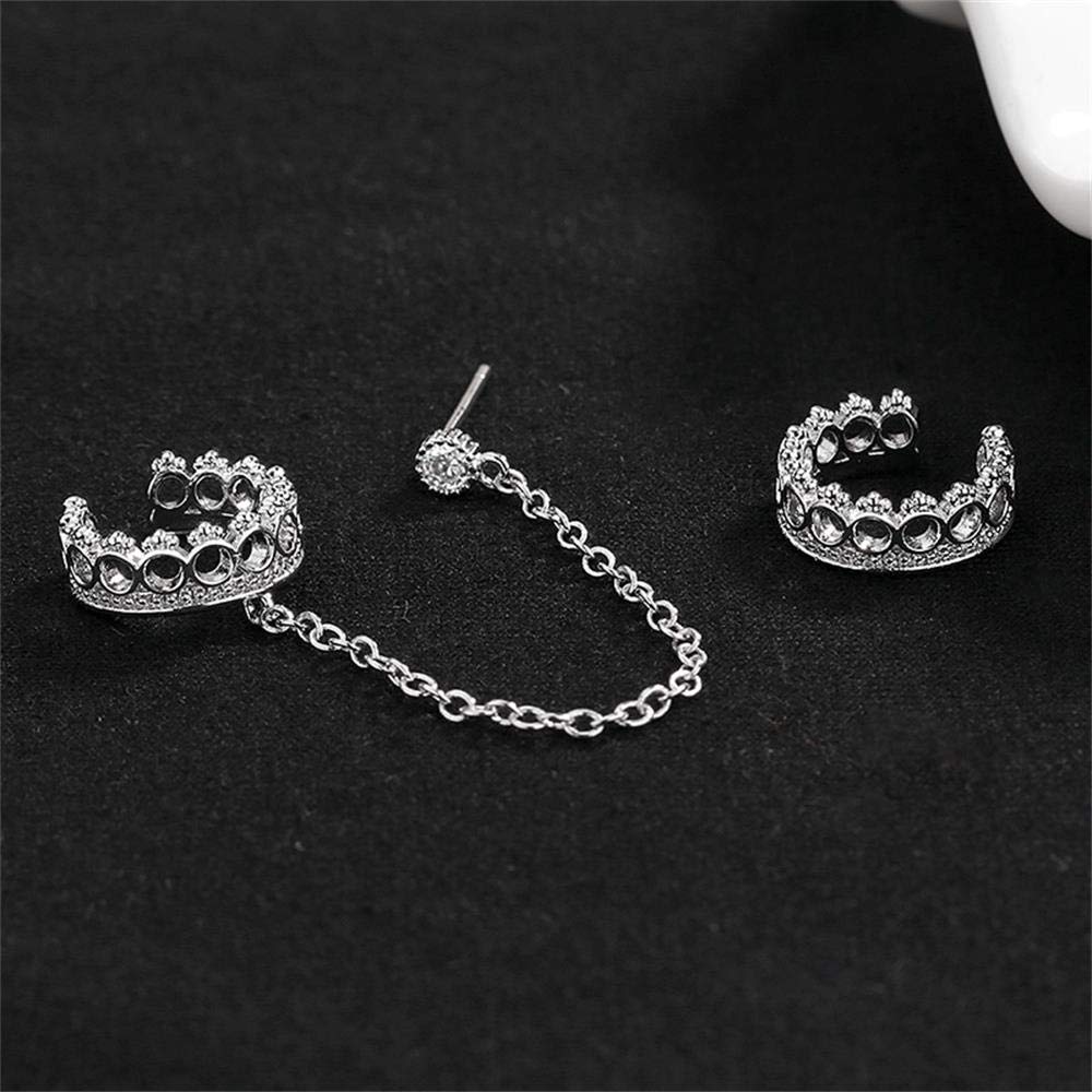 Double Cuff Huggie Earrings for Women - Wrap Chain Tassel Dangle Clip On Ear Crawler Hoop Earrings - Silver Circle Ear Cuff for Double Piercing | Perfect for Parties, Date Nights & Everyday Wear