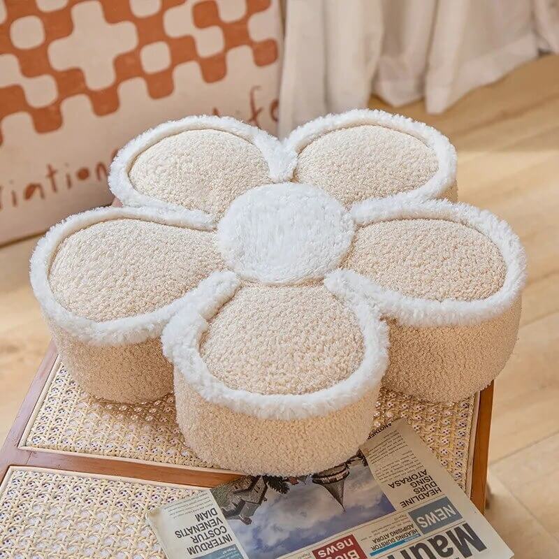 Soft Fluffy Flower Decorative Throw Pillow for Couch, Bed, Sofa - Boho Home Decor Accent for Living Room, Bedroom & Nursery