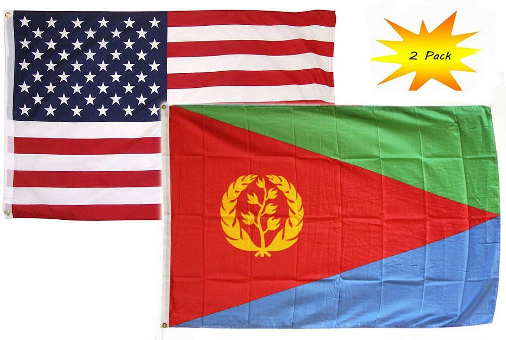 2x3 ft USA & Eritrea Flag Set (2 Pack) - Premium Quality Polyester Flags for Outdoor & Indoor Decor, Sporting Events, and Patriotic Displays
