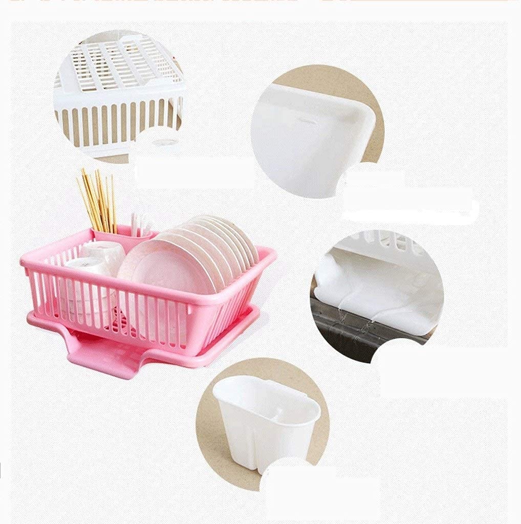 **2-Piece Plastic Dish Rack Set with Drain Board & Utensil Cup - Green Plate Holder for Kitchen Countertop | Space-Saving Drying Rack for Pans, Dishes & Cutlery | Ideal for Small Kitchens & Dish Drying Organization**