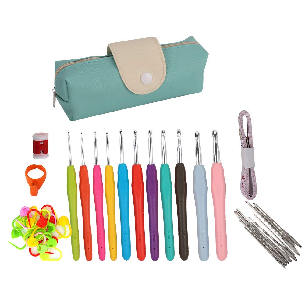 Premium Crochet Hook Set with Ergonomic Handles - Complete Crocheting Kit for Knitting, Weaving & Sewing - Perfect for Beginners & Experts, DIY Crafts, Amigurumi, Blankets & Scarves