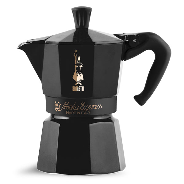 Bialetti Moka Express Stovetop Espresso Maker - 3 Cup Black Edition Gift Set with Coffee Scoop, Perfect for Home Brewing & Italian Coffee Lovers