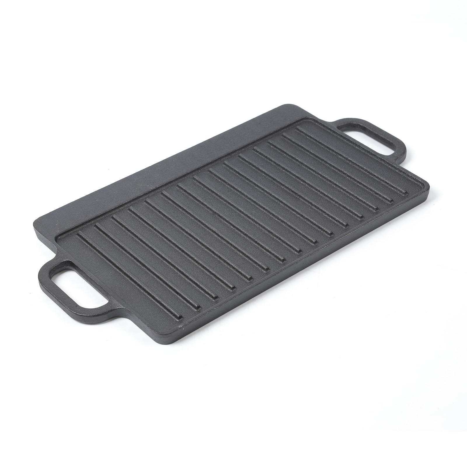 HAWOK 12.6x8 Inch Cast Iron Reversible Grill & Griddle - Pre-Seasoned, Heavy Duty for Stovetop, Oven, Camping & Outdoor Cooking - Perfect for Steaks, Burgers, Pancakes & BBQ