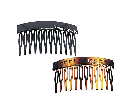 Trendy 2-Piece Small Hair Combs for Women & Girls - Black & Brown - Perfect for Buns & Updos