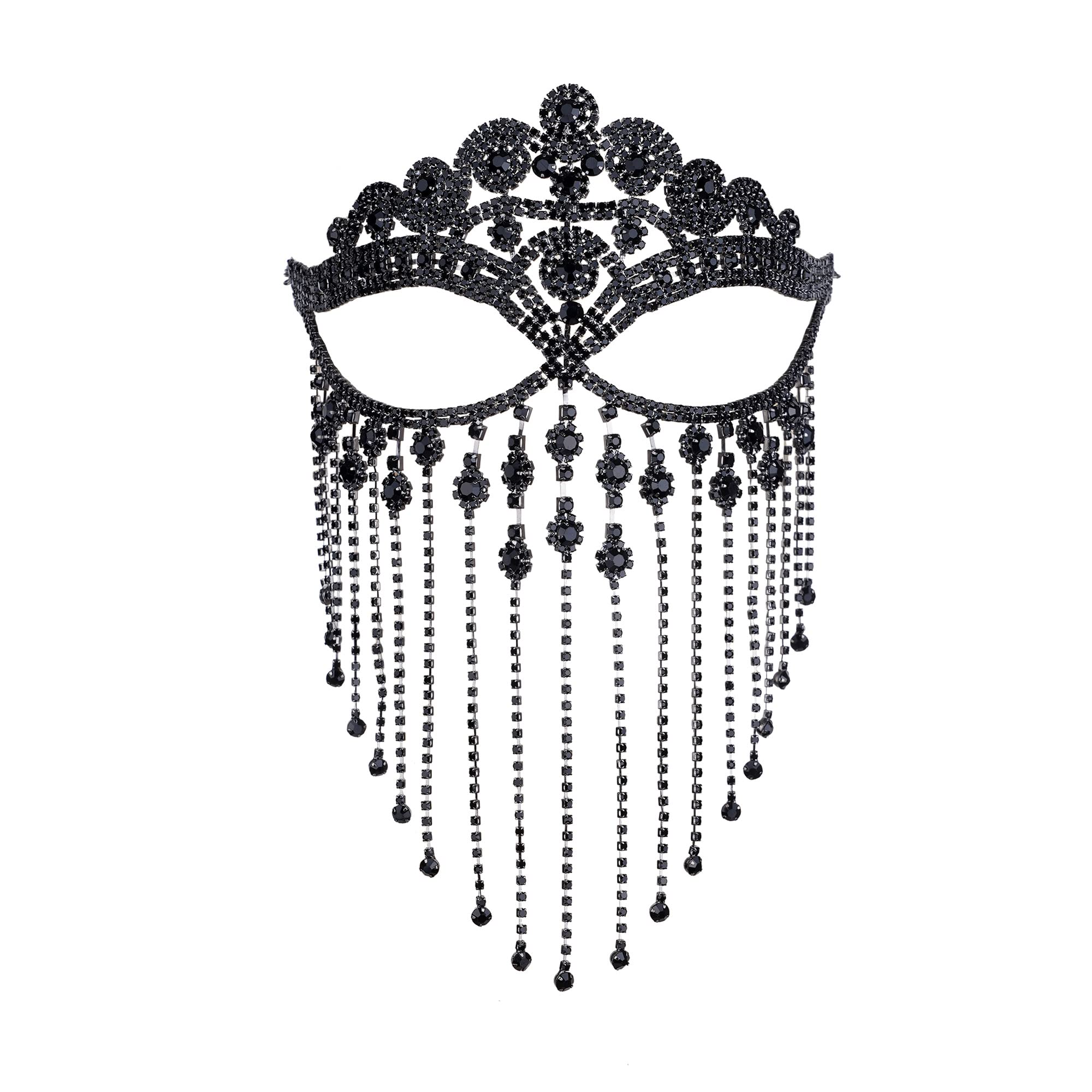 Sparkling Rhinestone Face Mask for Women - Elegant Crystal Face Chain Masquerade Mask | Perfect for Parties, Halloween, Cosplay & Special Events