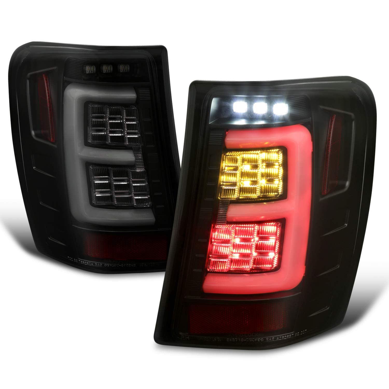 AKKON LED Tail Light Bar - Smoked Black Full LED Brake Lamp Pair for 1999-2004 Jeep Grand Cherokee (Left + Right) | E-Tube Style | Off-Road & Night Driving Safety Upgrade