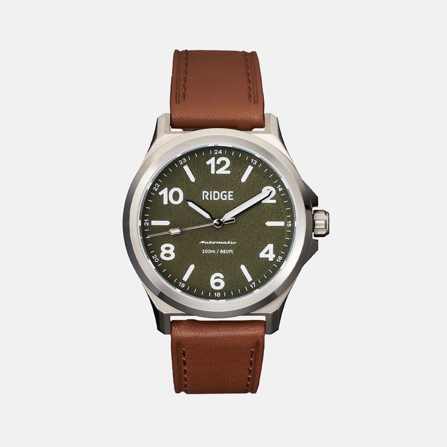 Ridge Titanium Field Watch 40mm - Matte Olive Durable Military Style Watch for Men | Outdoor Adventure, Hiking & Everyday Wear