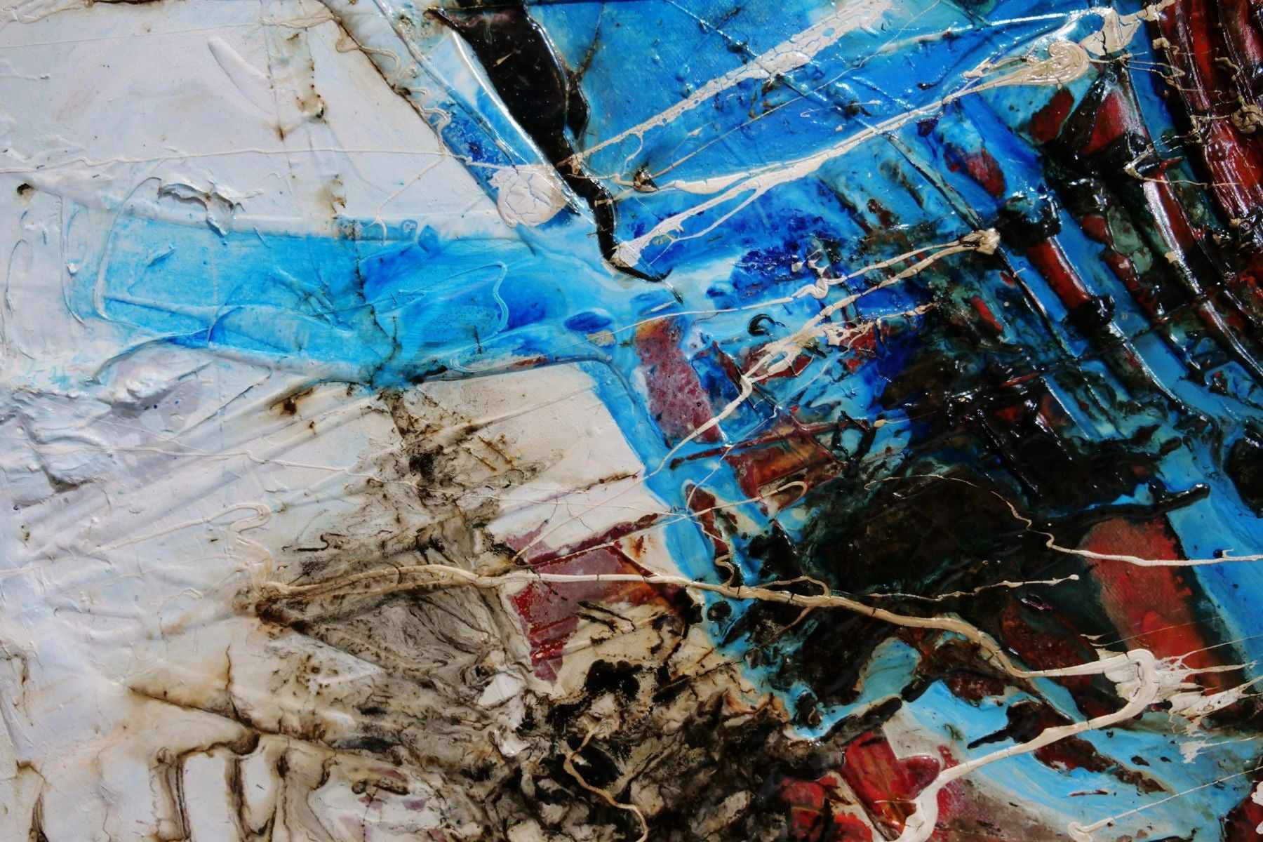 Rusted Overland 100x190cm Blue & Orange Abstract Textured Canvas Art - Modern Wall Decor for Living Room, Bedroom & Office