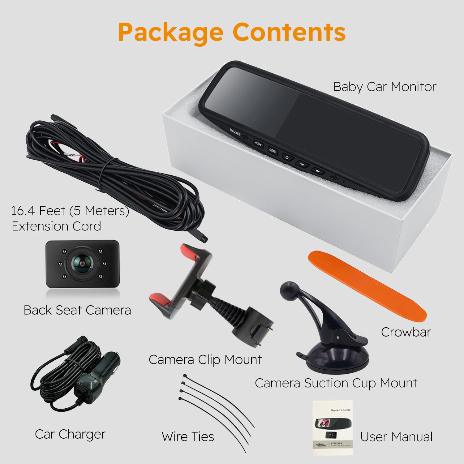 VECLESUS 1080P HD Baby Car Mirror Monitor - 4.3