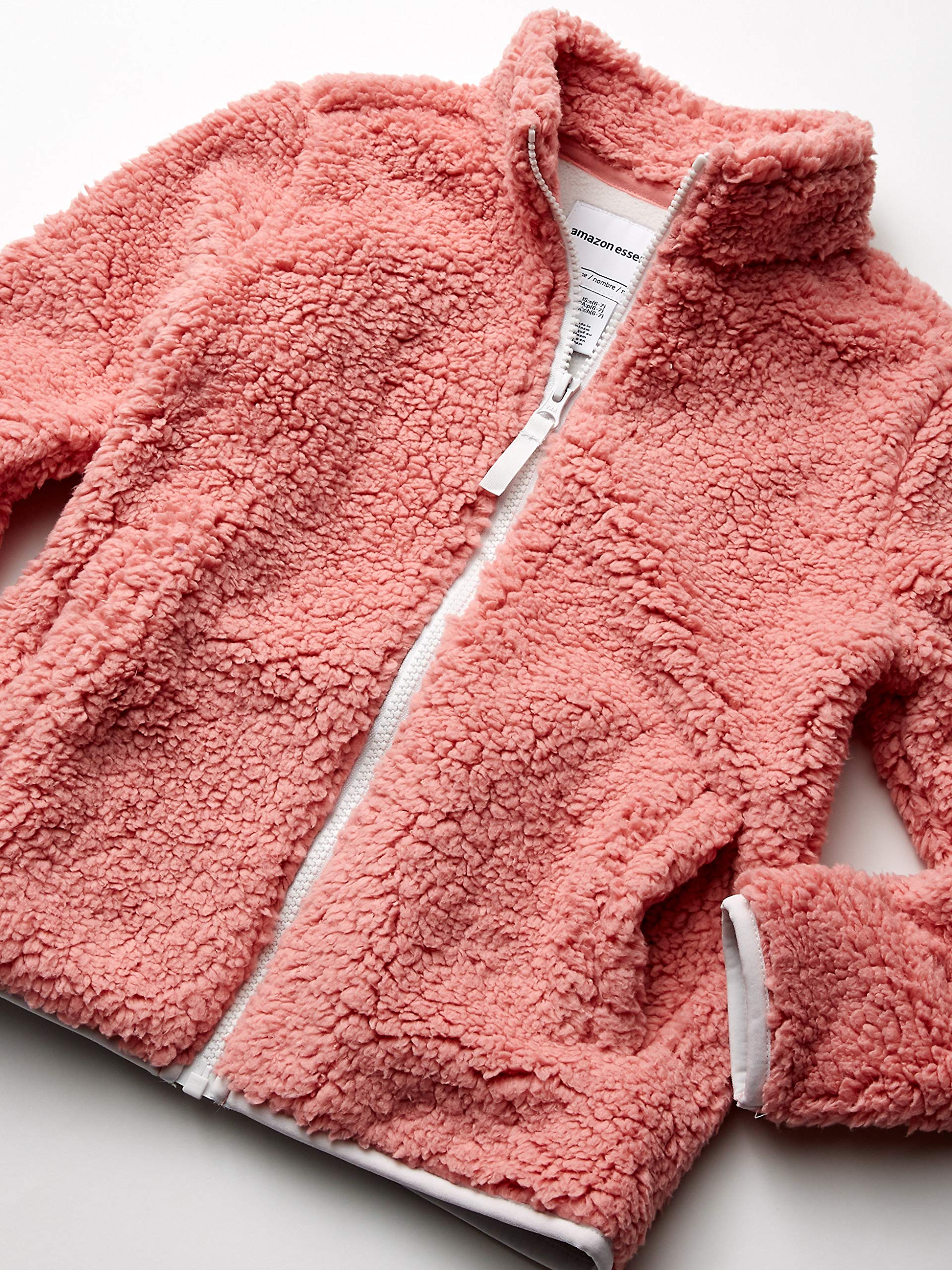 Amazon Essentials Girls & Toddlers' Sherpa Fleece Full-Zip Jacket - Warm Winter Coat for Kids, Soft Cozy Outerwear - Perfect for School, Playdates & Outdoor Activities