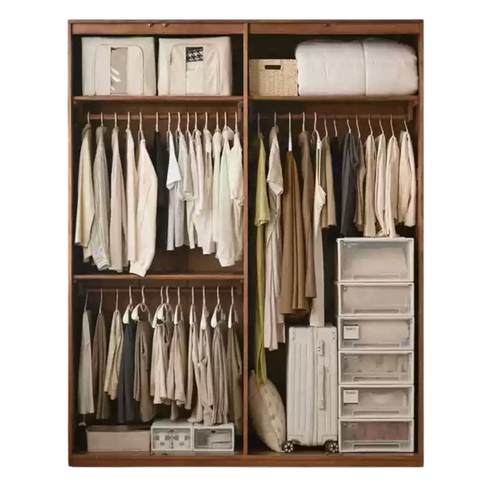 70.8x23.2x86.6 inch / 180x59.2x220cm / Rich Dark Walnut color / wardrobe