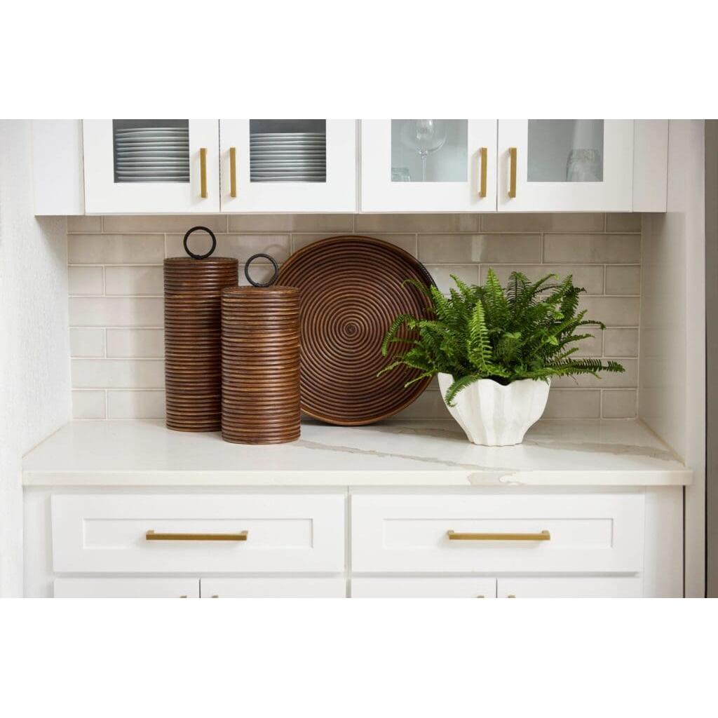 Cyan Design 11719 Papeete Large Brown Ceramic Canister - Elegant Kitchen Storage for Flour, Sugar & Coffee | Perfect for Pantry Organization & Countertop Decor