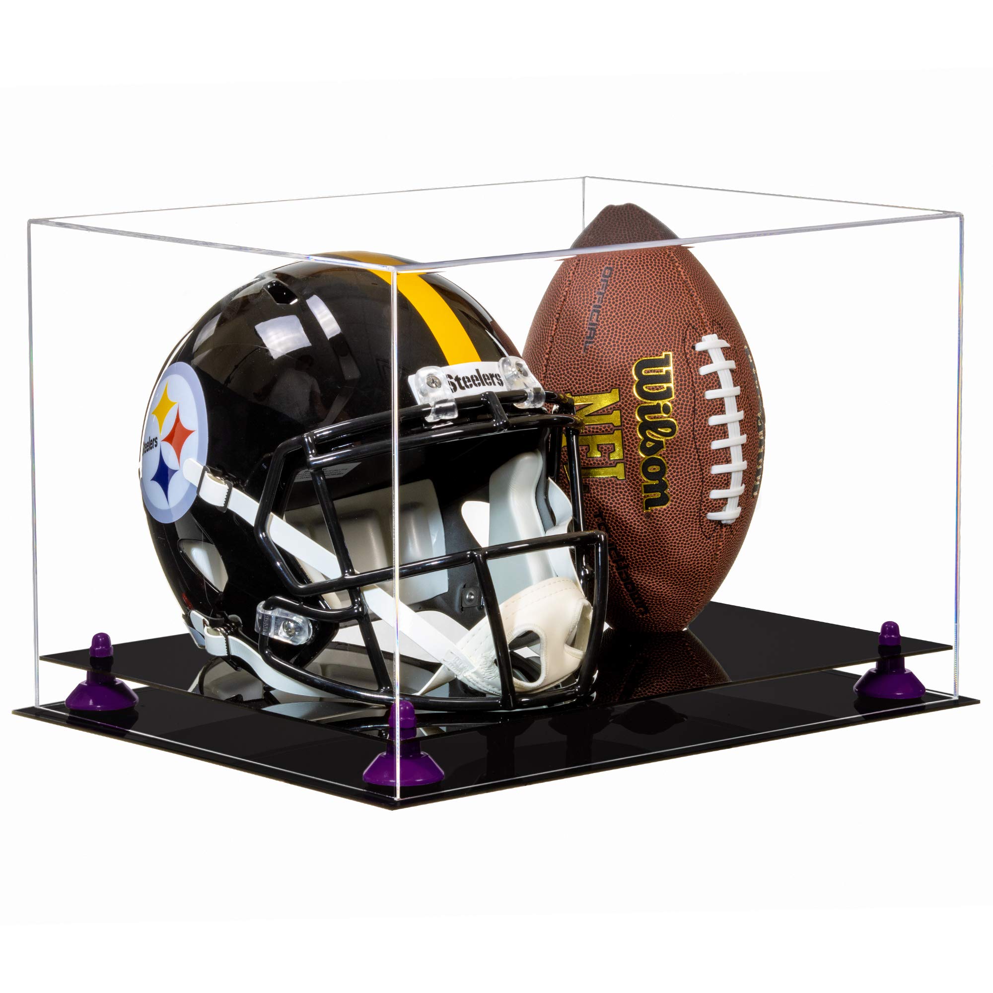 Acrylic Full-Size Football and Helmet Display Case - Premium Clear Protection for Sports Memorabilia - Perfect for Home, Office, or Man Cave Decor