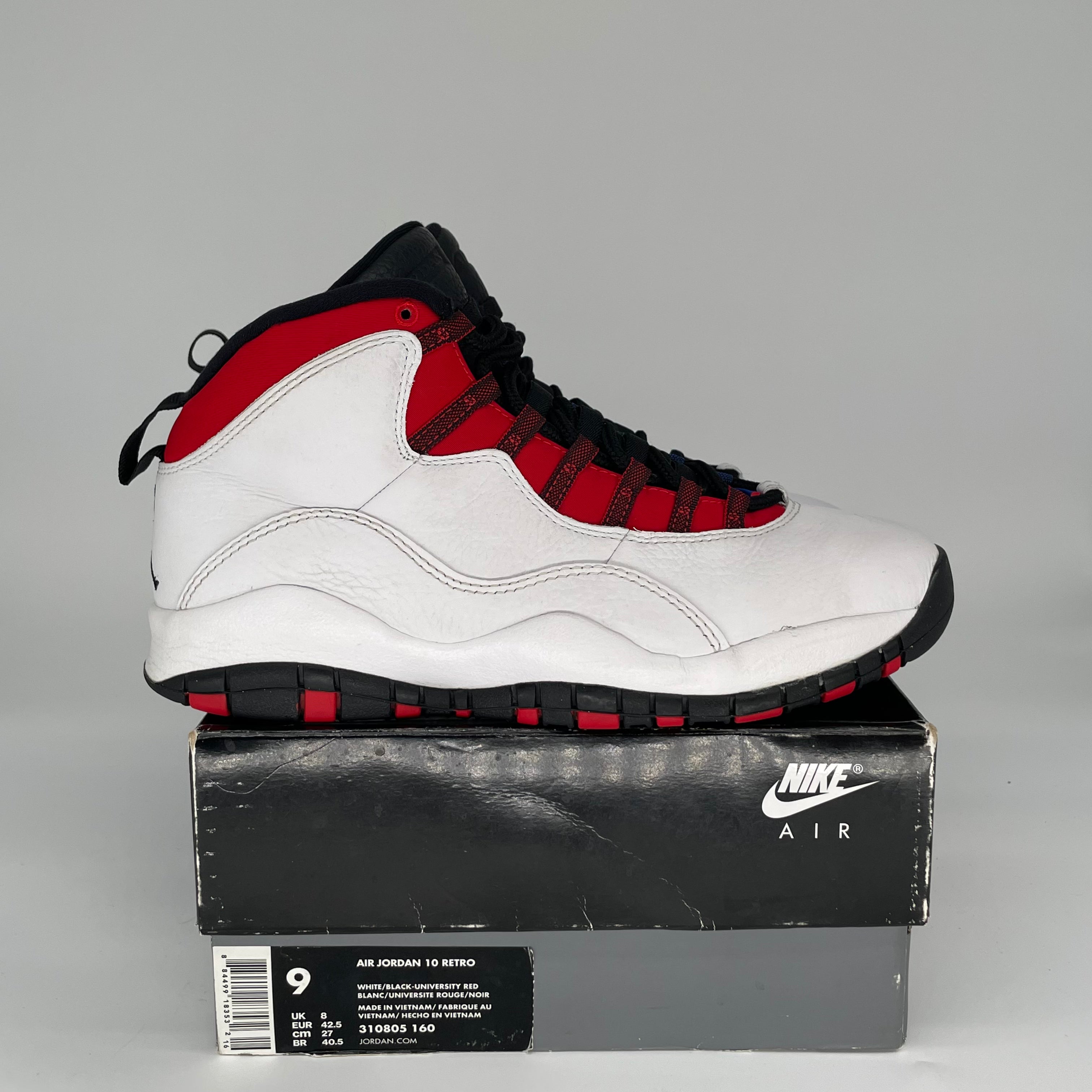 AIR JORDAN 10 Chris Paul Retro Basketball Shoes Men's Size 9 - White/Black-Varsity Red (310805-160) | Authentic NBA Sneakers for Sports & Streetwear Fashion