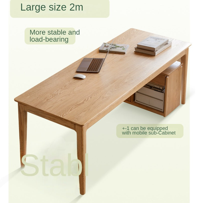 Solid Oak Wood Long Dining Table - 8 Seater Rustic Farmhouse Style for Family Gatherings & Dinner Parties