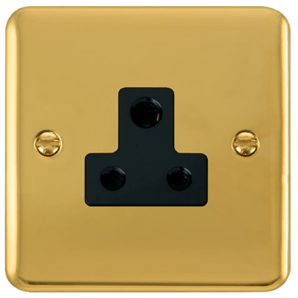 Click Deco Plus Polished Brass 5A Unswitched Socket DPBR038BK - Premium Electrical Outlet for Home & Office Decor, Vintage Style Lighting Fixtures, Wall Sockets Installation