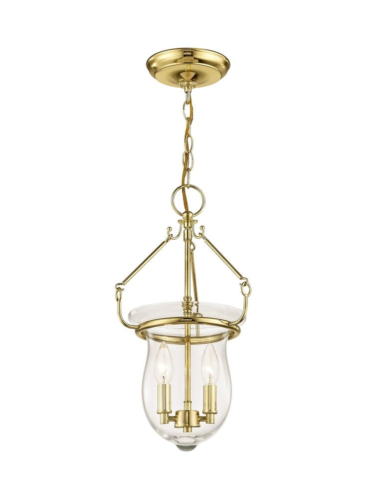 Livex Lighting 50294-91 Brushed Nickel Pendant Light Fixture with Clear Glass Shade - Modern Ceiling Light for Kitchen Island, Dining Room, and Entryway