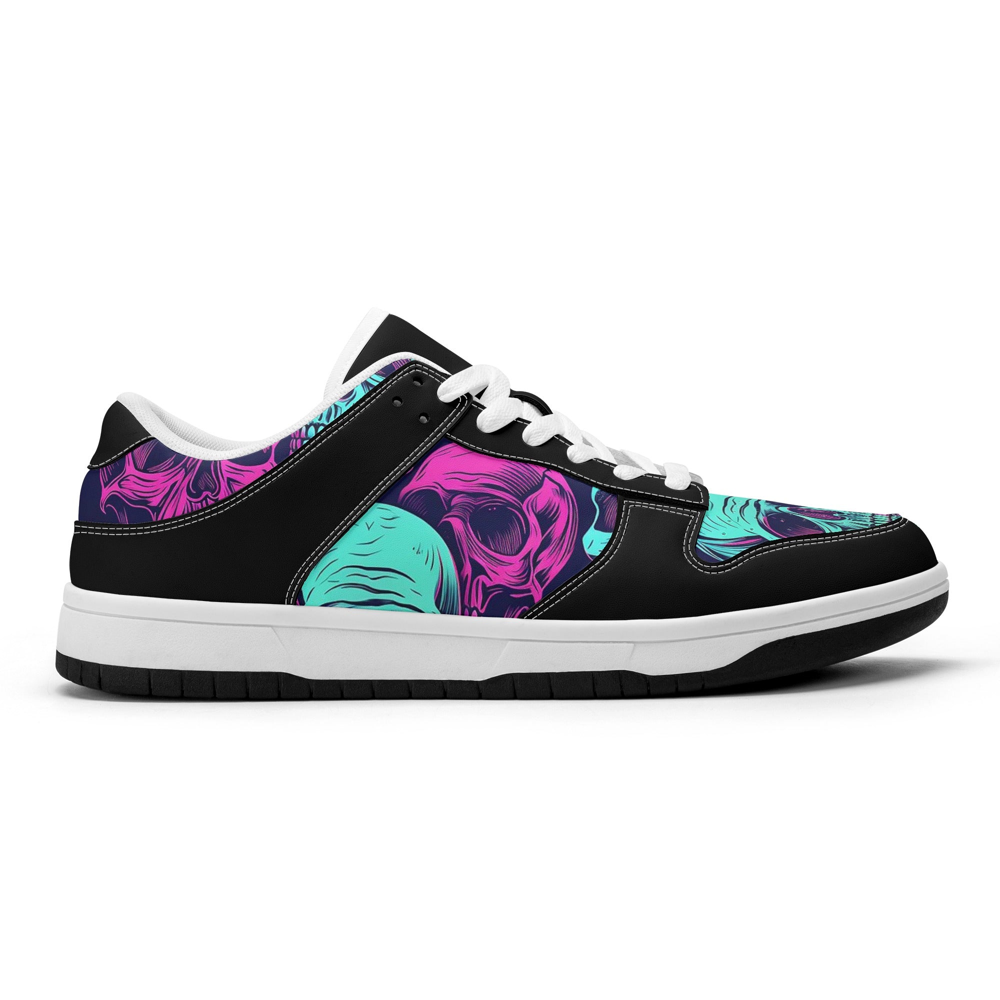 Neon Skulls Dunk Low Top Leather Sneakers - Stylish & Comfortable Basketball Shoes for Men & Women - Perfect for Streetwear, Casual Outfits & Sneaker Collectors