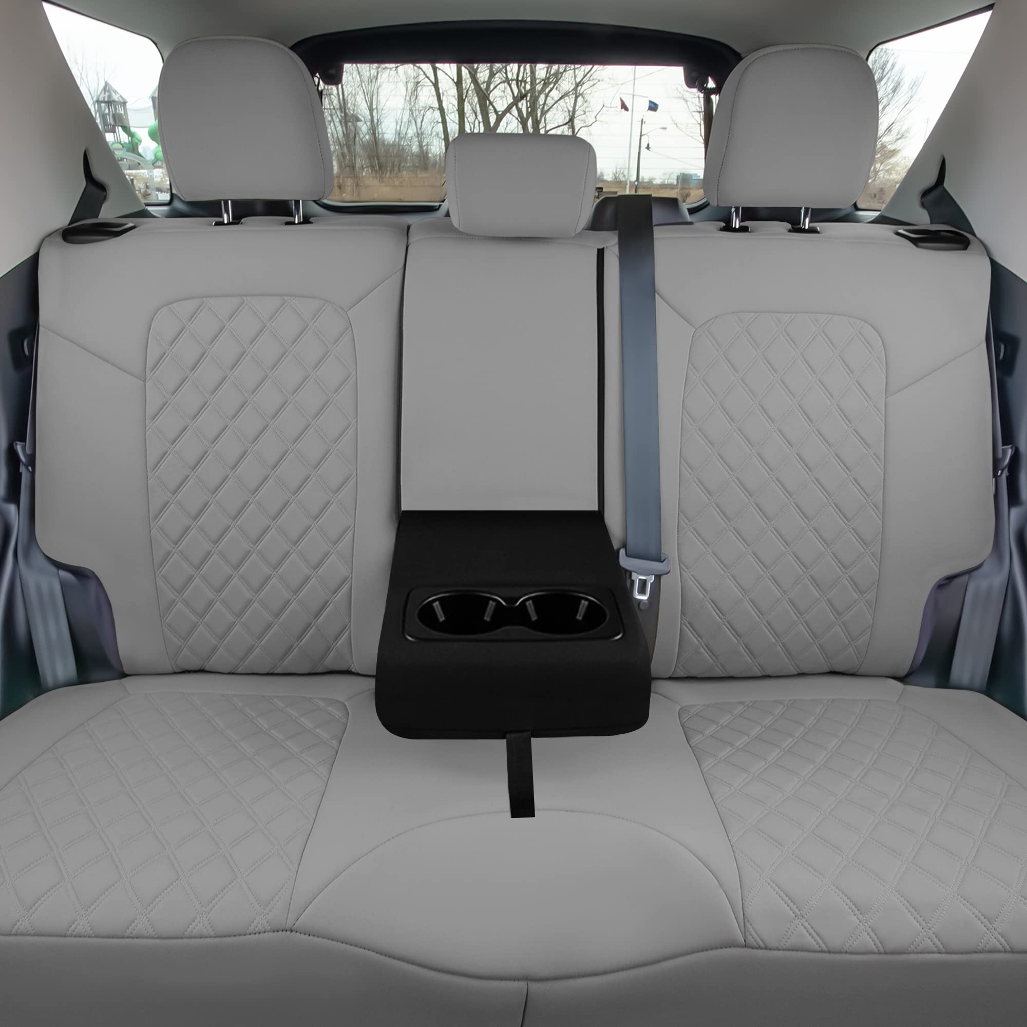 FH Group Custom Fit Neoprene Seat Covers for 2021-2024 Ford Bronco Sport - Water Resistant Neosupreme Full Set in Solid Gray | Perfect for Off-Roading, Camping & Daily Protection