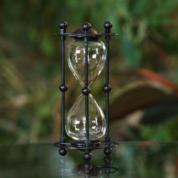 Black Domed Metal Hourglass Kit - Traditional & Three-Tier Sand Timer for Home Decor, Office Desk, and Meditation - Perfect for Gift Giving, Stress Relief, and Time Management