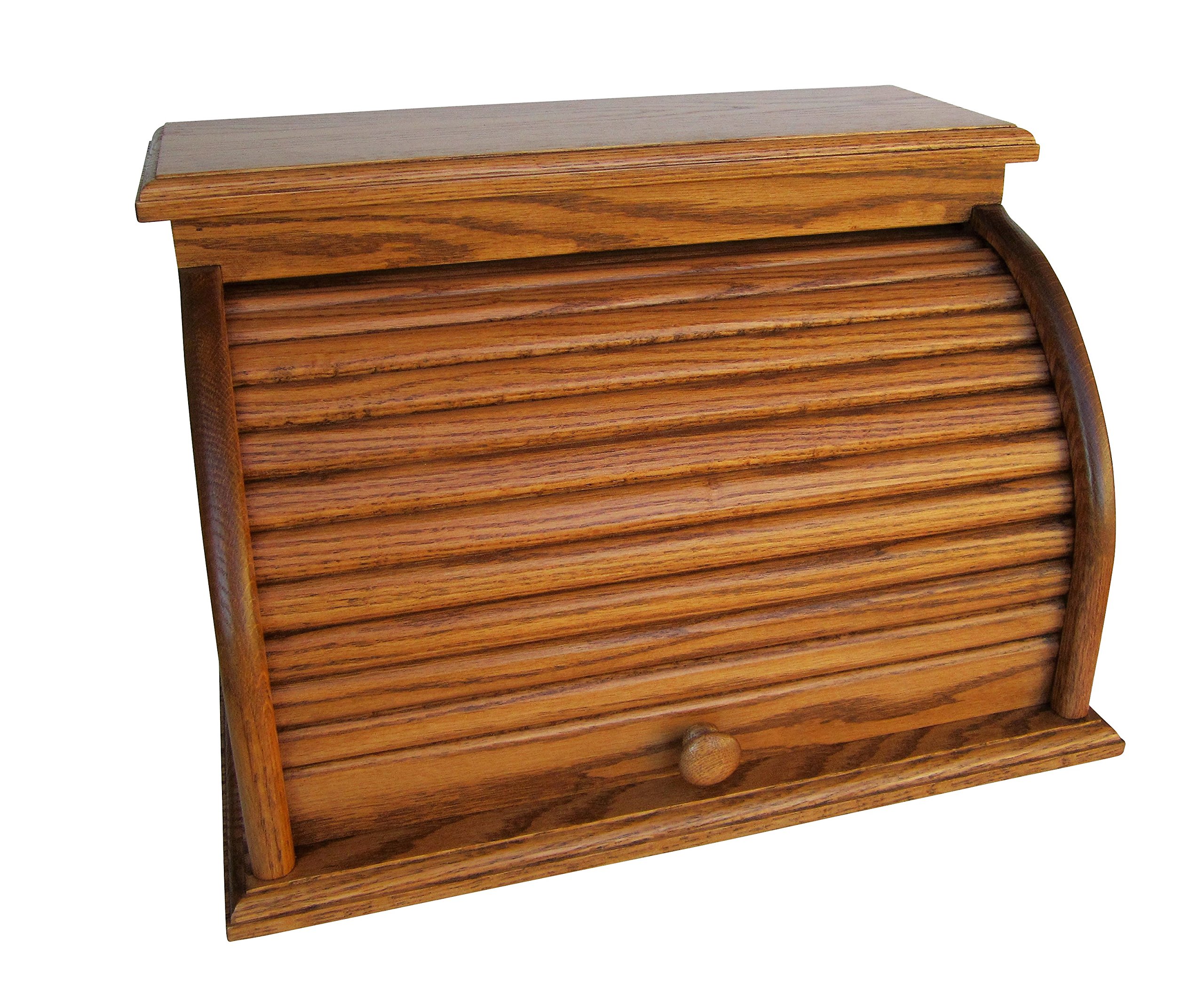 Amish Valley Solid Wood Roll Top Bread Box - Natural Chestnut Wooden Storage Bin for Kitchen Counter | Perfect for Bread, Baked Goods & Pantry Organization