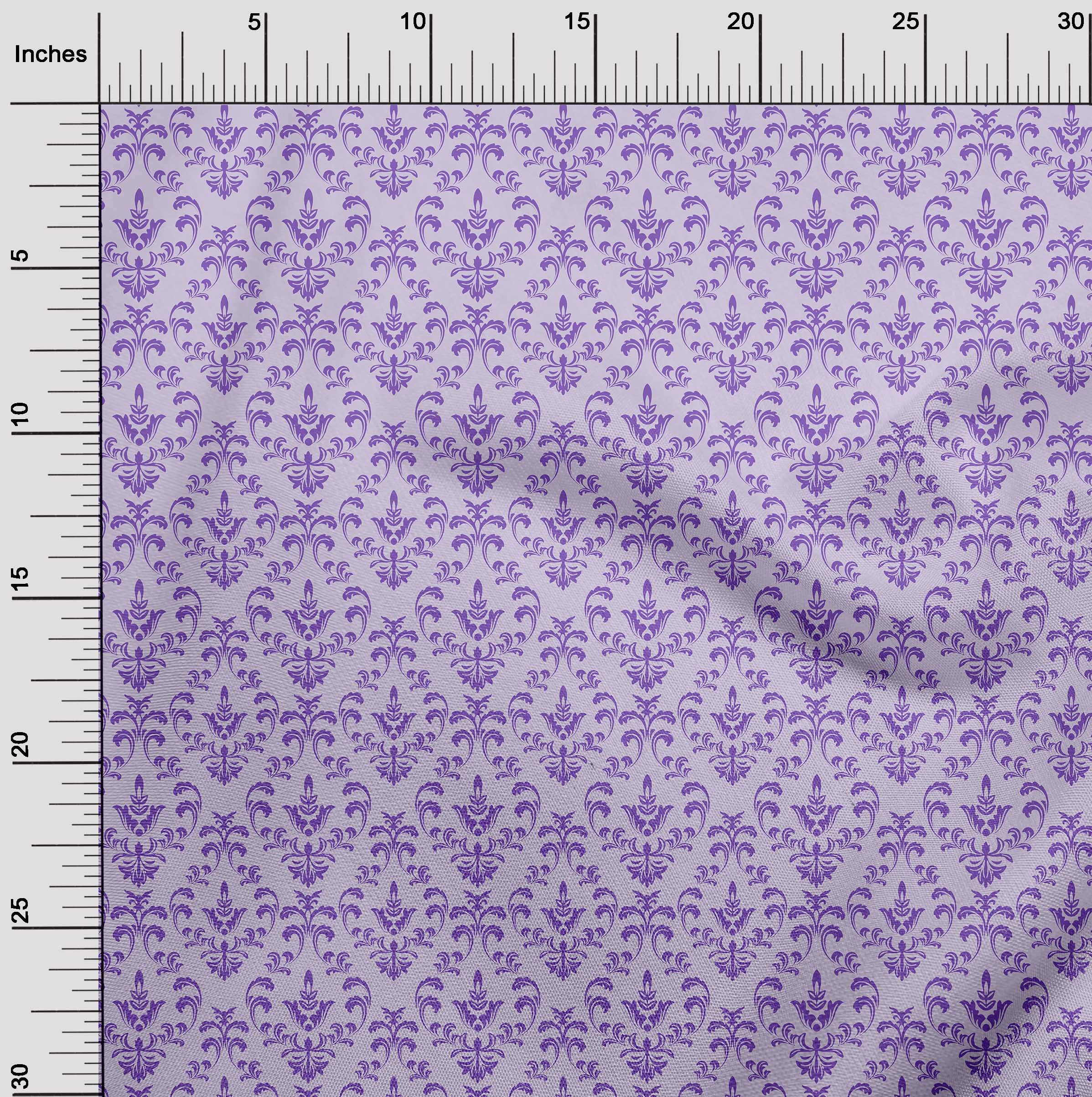 oneOone Rayon Amethyst Printed Damask Fabric - 56 Inch Wide Sewing Material for DIY Clothing, Dresses & Home Decor | Premium Quality by The Yard