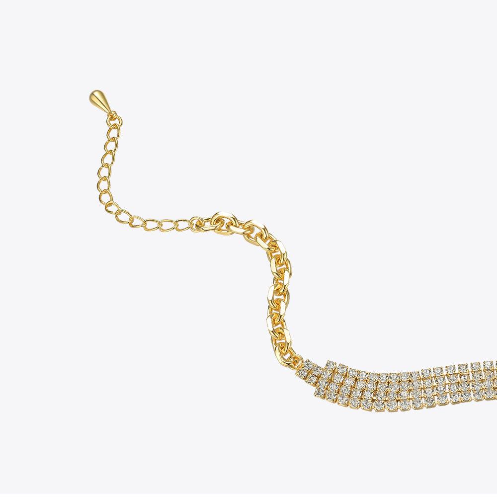 18K Gold Plated Brass Zircon Clavicle Chain Necklace for Women - Elegant Layering Jewelry for Party, Wedding & Everyday Wear