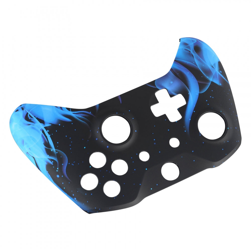 ExtremeRate Blue Flame Soft Touch Faceplate Cover & Front Housing Shell - Comfortable Grip Replacement Kit for Microsoft Xbox One X & One S Controller (SXOFT12X) - Perfect for Gaming, Streaming & Esports Tournaments