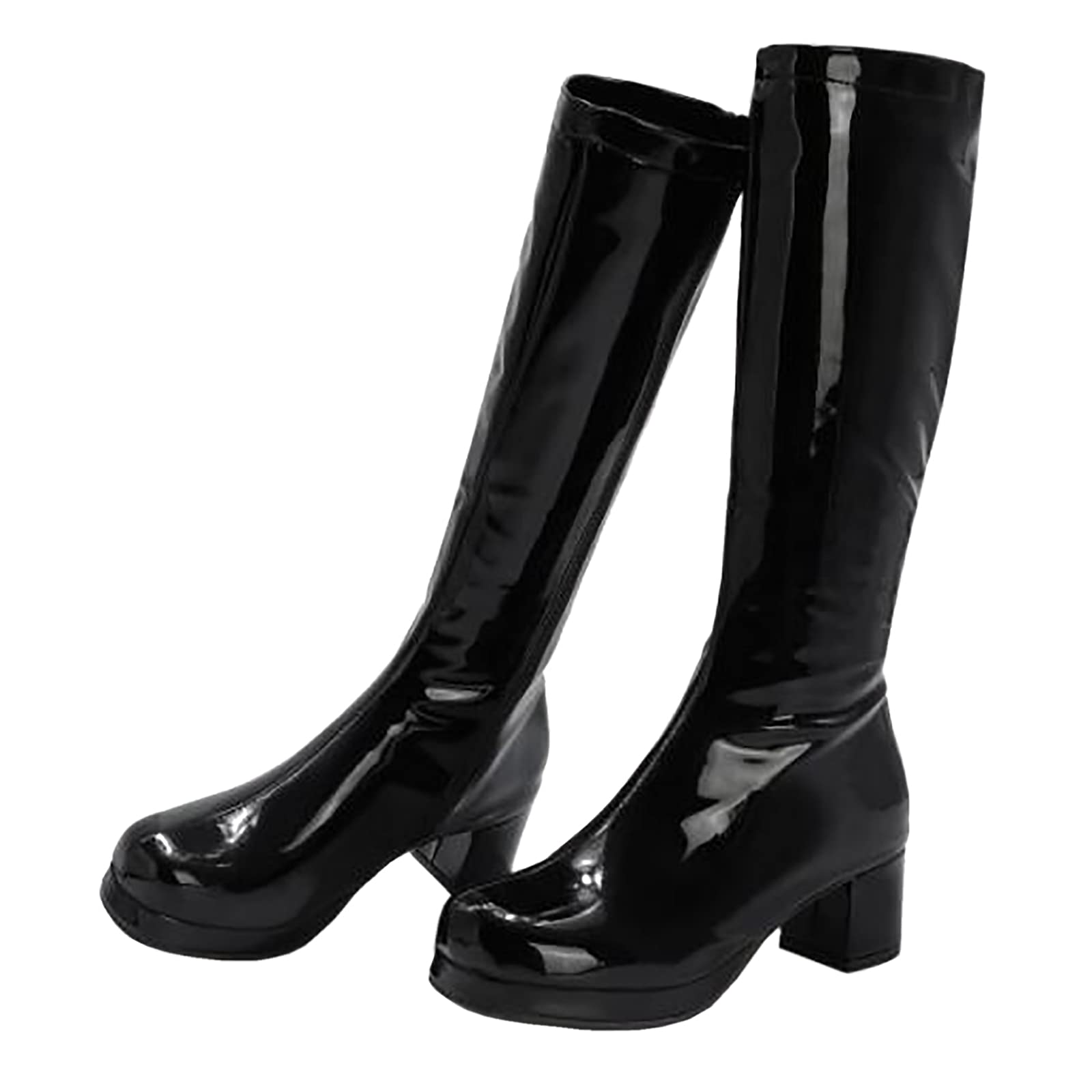 ErikenUrben Women's Fashion Knee High Boots - Patent Leather Chunky Heel Cosplay Boots for Halloween, Costume Parties & Night Out