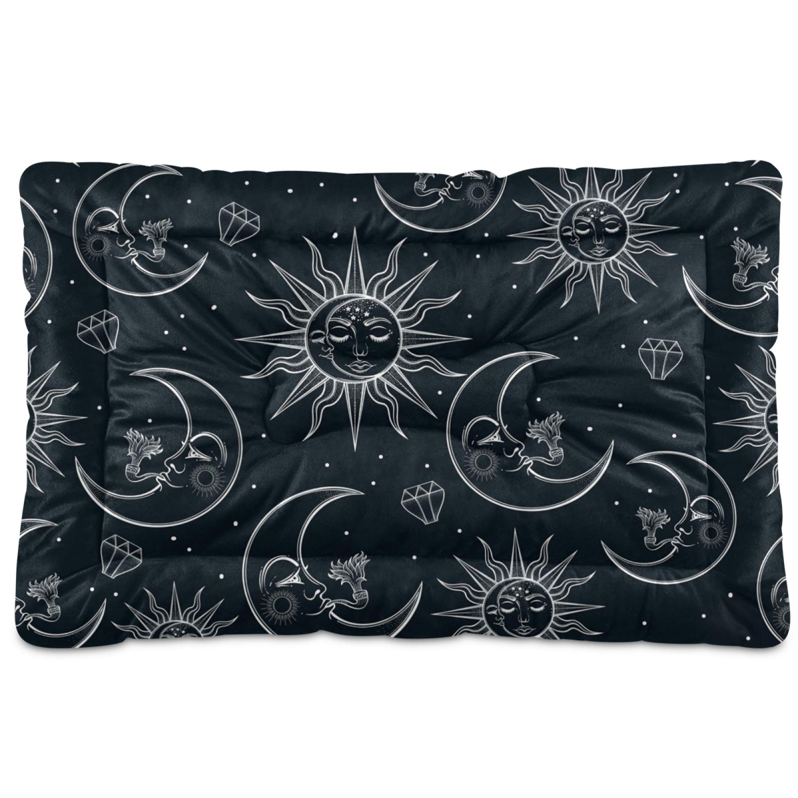 Washable Star Moon Mandala Dog Bed Mat - 24x18 Inch Crate Pad for Large, Medium & Small Dogs | Pet Mattress for Puppies & Pets | Cozy & Durable for Crates, Floors & Travel (21003893)