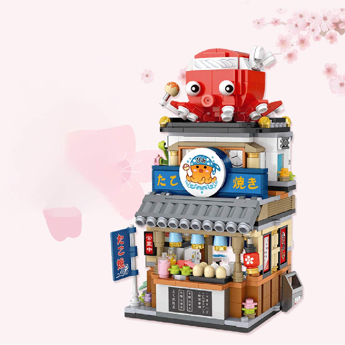 722-Piece Myste Architecture Building Blocks Set - Japanese Street View Takoyaki Shop & Modular Townhouse Model Kit | Creative Construction Toy for Adults & Kids | STEM Educational Gift for Home Decor & Display