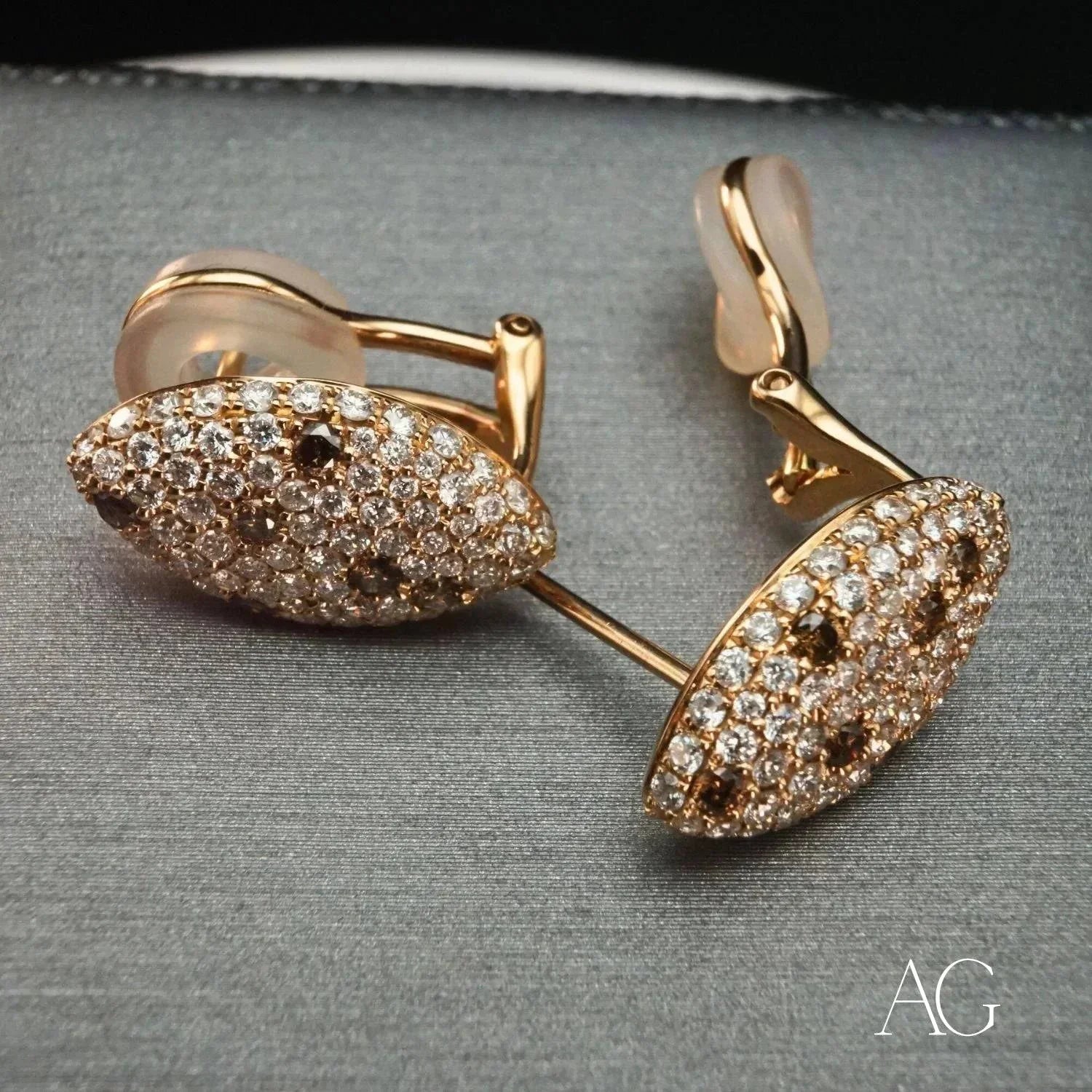18k Rose Gold Champagne Diamond Stud Earrings for Women - Elegant and Luxurious Jewelry Gift for Weddings, Anniversaries & Special Occasions