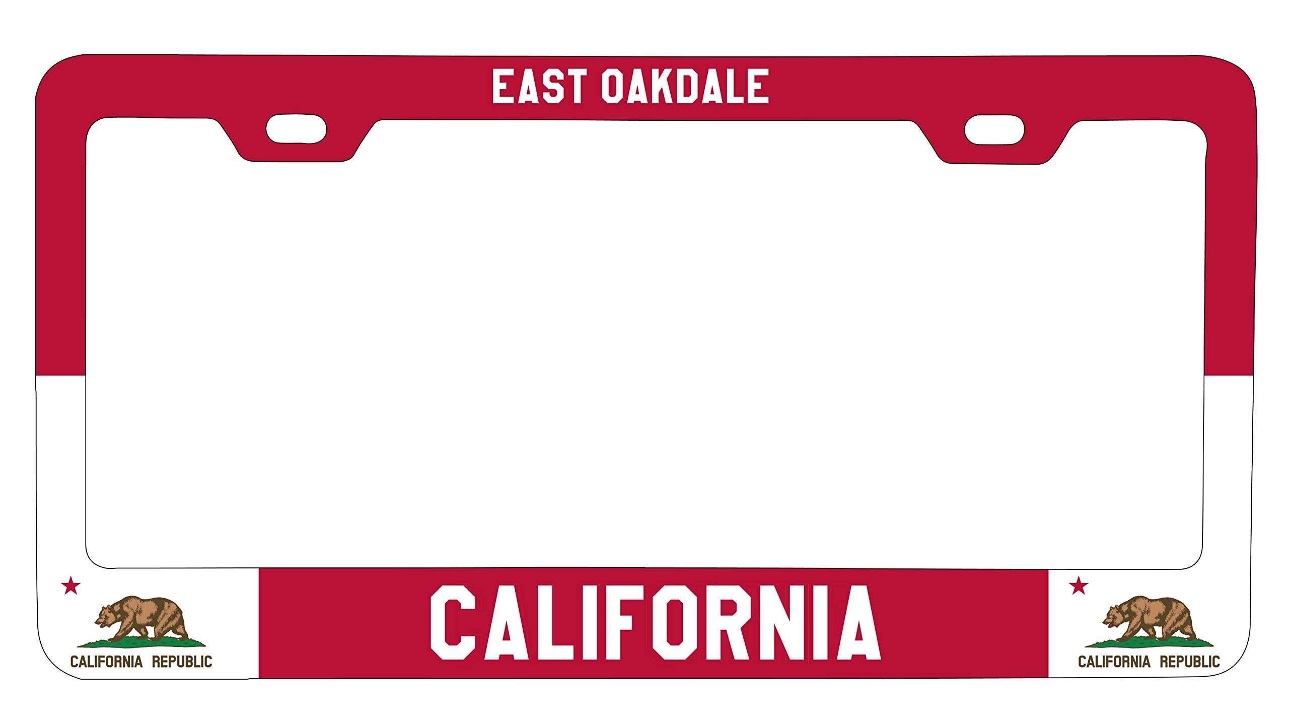 R and R Imports East Oakdale California Metal License Plate Frame - Durable Car License Plate Holder for Cars, Trucks & SUVs - Rustproof Aluminum Frame with Easy Installation (Perfect for Personalization & Vehicle Protection)