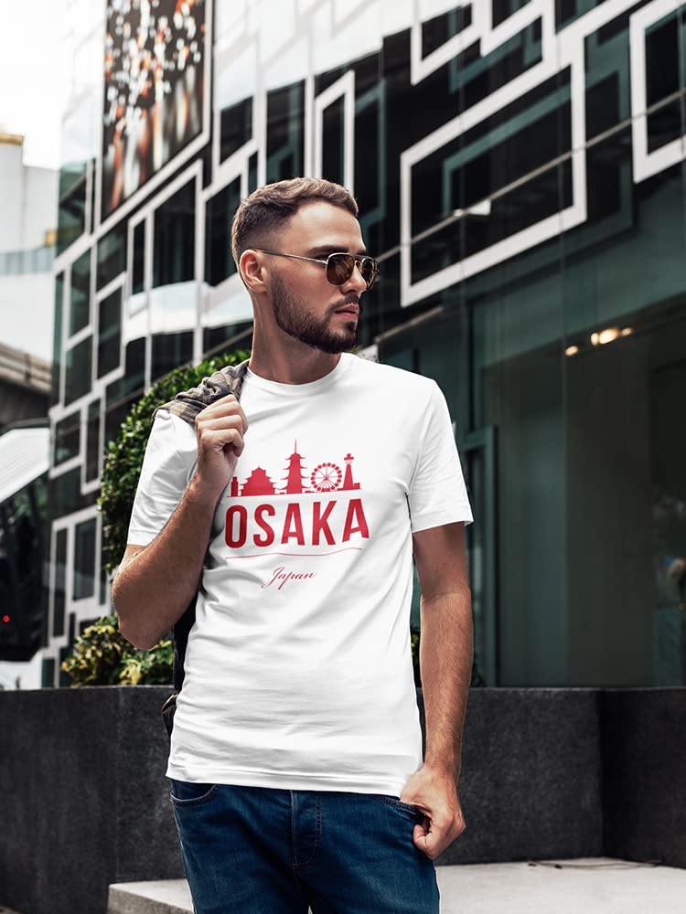 Osaka Japan Red Skyline T-Shirt for Men - Stylish Urban Streetwear for Casual Outings & Travel